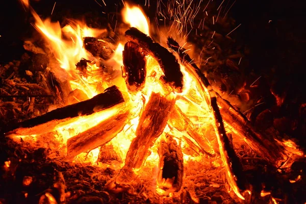 Fogo Com Fumaça Fogo Bela Madeira Chama — Fotografia de Stock