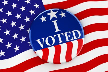 Amerikan bayrağı arka plan - 3d render oy düğmesine