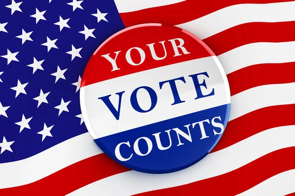 Vote button on American flag background - 3d rendering — Stock Photo, Image