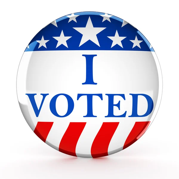 Кнопка голосования красным, белым и синим цветом со звездами - 3d рендеринг — стоковое фото