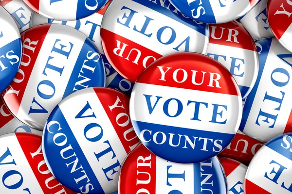 あなたの投票数と投票ボタン、3 d レンダリング — ストック写真