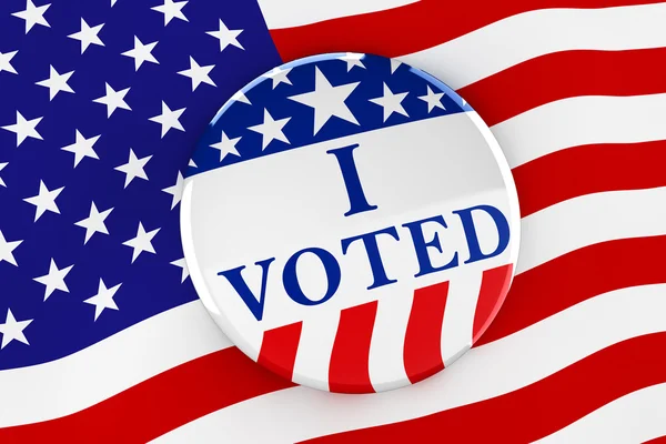 Amerikan bayrağı arka plan - 3d render oy düğmesine