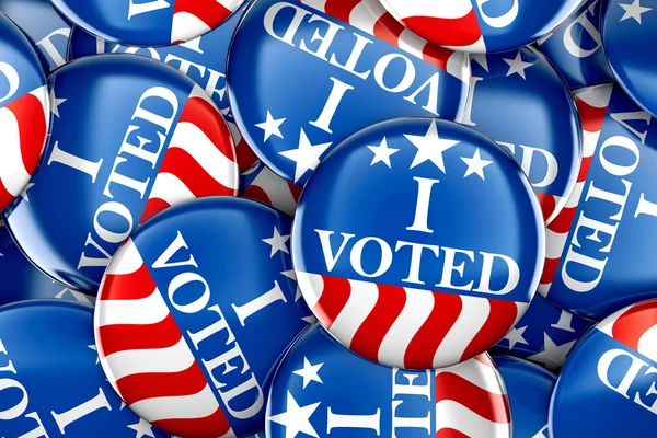 Vote buttons in red, white, and blue with stars - 3d rendering — Stock Photo, Image