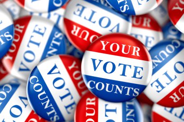 Vote buttons with Your Vote Counts - 3d rendering clipart