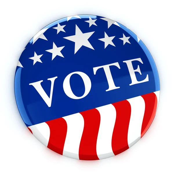 Botón de voto en rojo, blanco y azul con estrellas - representación 3d —  Fotos de Stock