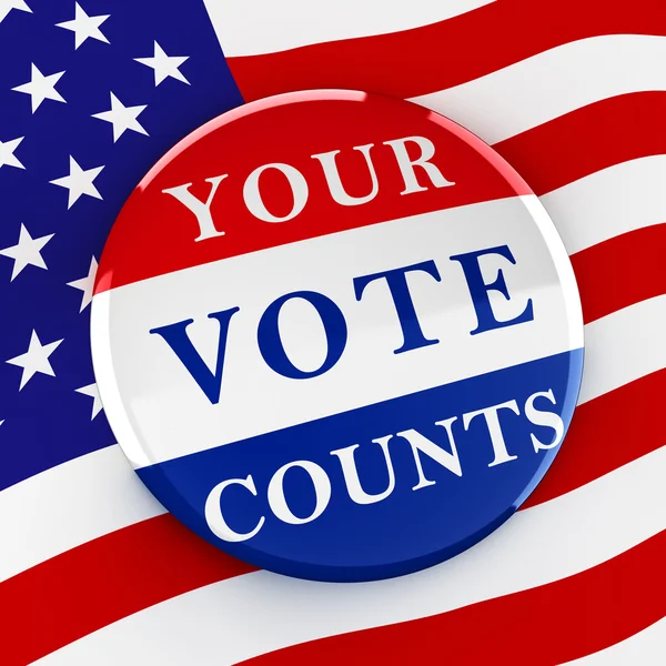 Vote button on American flag background - 3d rendering — Stock Photo, Image