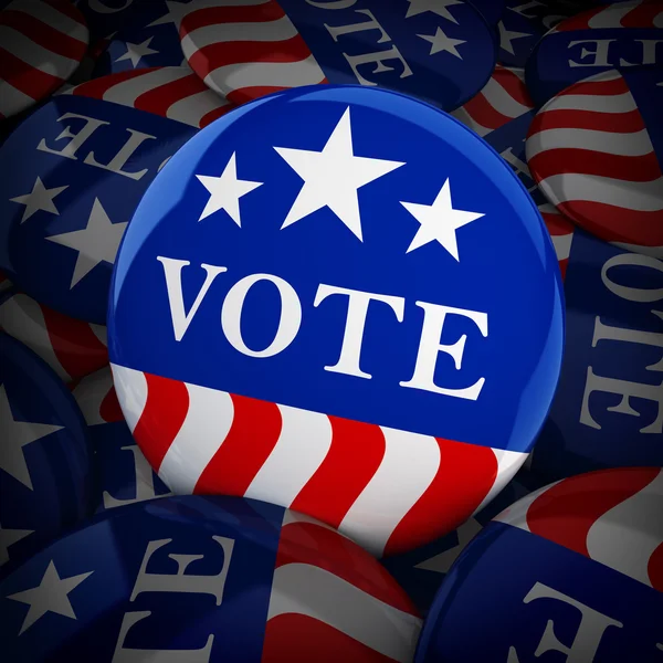 Kırmızı, beyaz ve mavi yıldız - 3d render ile oy düğmeleri