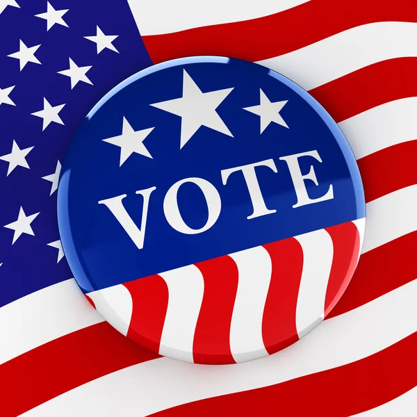 Vote button on American flag background - 3d rendering — Stock Photo, Image