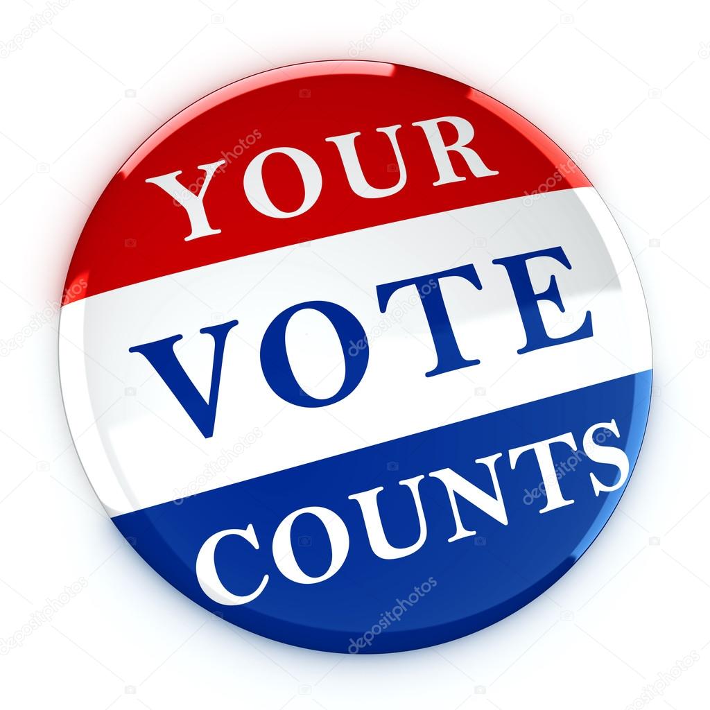 Vote button with Your Vote Counts - 3d rendering