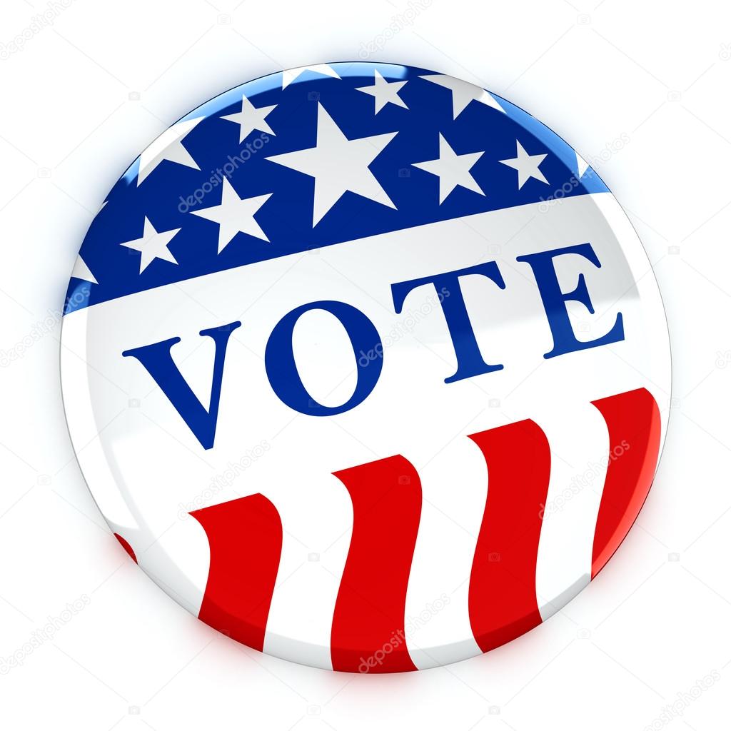 Vote button in red, white, and blue with stars - 3d rendering