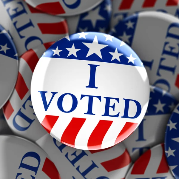 Vote buttons in red, white, and blue with stars - 3d rendering — Stock Photo, Image