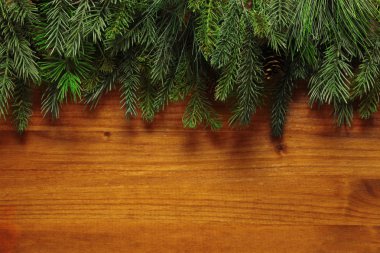 Noel ağacı dalları arka planda