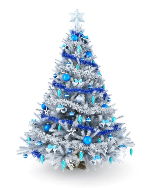 Silver och blå julgran — Stockfoto