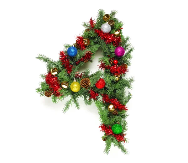 크리스마스 트리 장식된 글자와 숫자의 컬렉션 — 스톡 사진