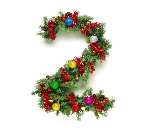 Συλλογή στολισμένο χριστουγεννιάτικο δέντρο γραμμάτων και αριθμών — Φωτογραφία Αρχείου