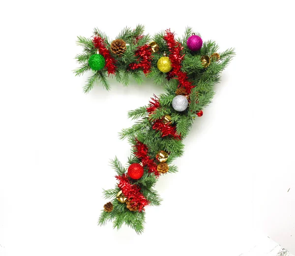 Collezione di lettere e numeri decorati dell'albero di Natale — Foto Stock