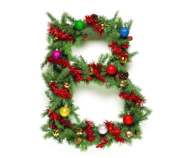 Süslü Noel ağacı harf ve rakam topluluğu — Stok fotoğraf