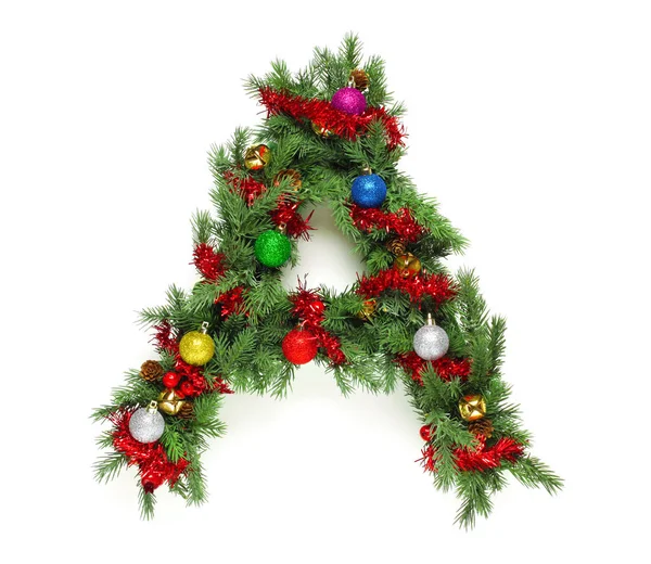 Collection de lettres et de chiffres décorés d'arbres de Noël — Photo