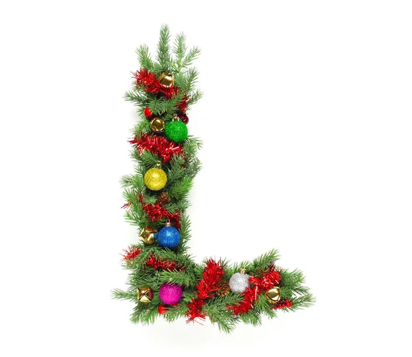Coleção de letras de árvore de Natal decorados e números — Fotografia de Stock