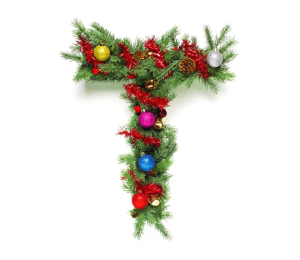 Collection of decorated Christmas tree letters and numbers — Stock Photo, Image