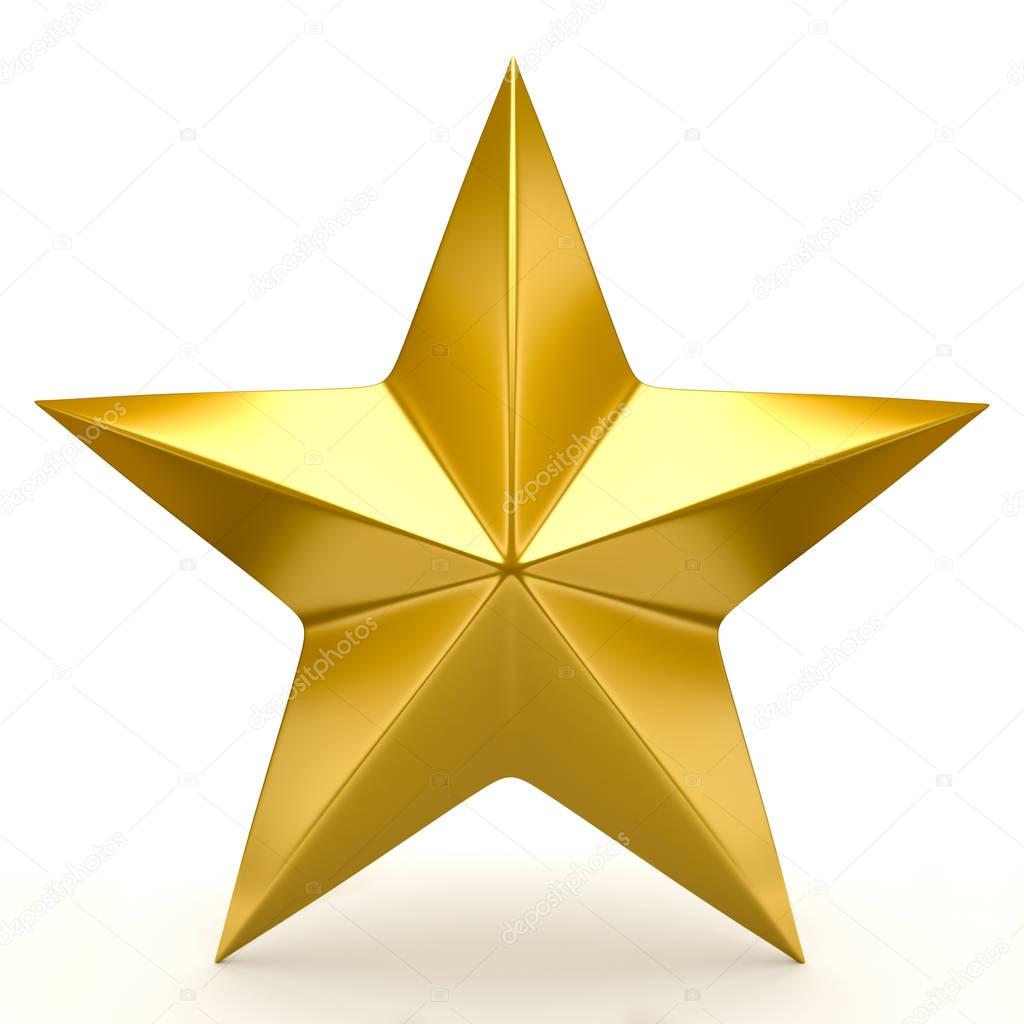 Estrella De Oro Brillante Aislada En Blanco Stock De