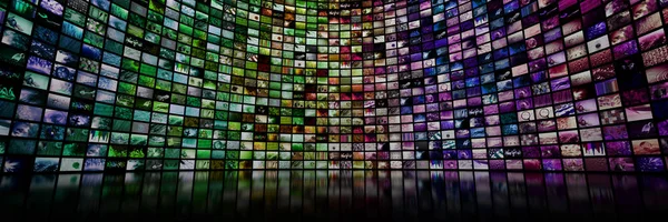 Colorful giant multimedia video and image wall — Stock Photo, Image