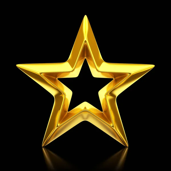 Shiny golden star - 3d rendering — Stock Photo, Image