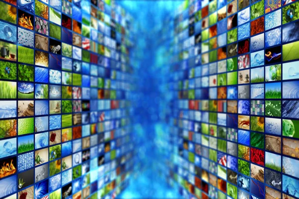 Gigantes paredes de vídeo e imagem multimídia — Fotografia de Stock