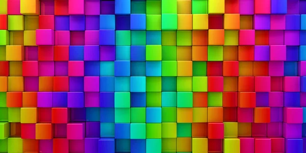Arco-íris de blocos coloridos fundo abstrato - renderização 3d — Fotografia de Stock