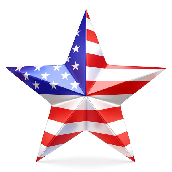 Shiny star with USA flag - 3D rendering — Stock Photo, Image