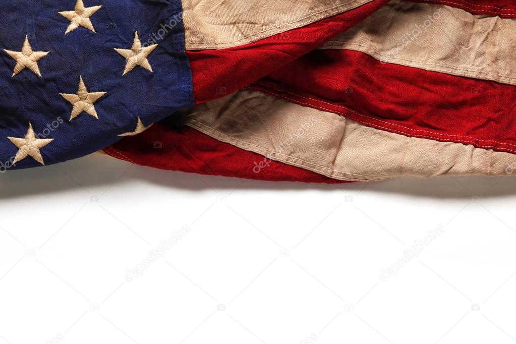 Old American flag background for Memorial Day or 4th of July