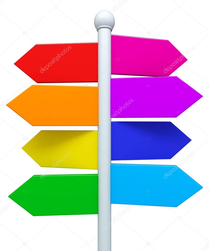 Colorful signpost - 3d render