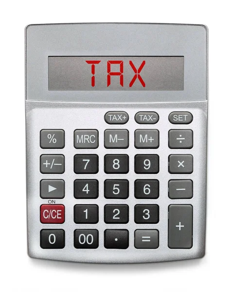 Calculadora que muestra la palabra Tax — Foto de Stock