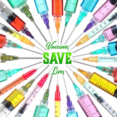 Bright and colorful syringes - Vaccines Save Lives clipart