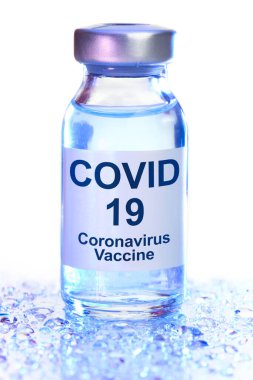 Coronavirus için aşı şişesi ile sağlık tedavisi kavramı, Covid 19 virüsü