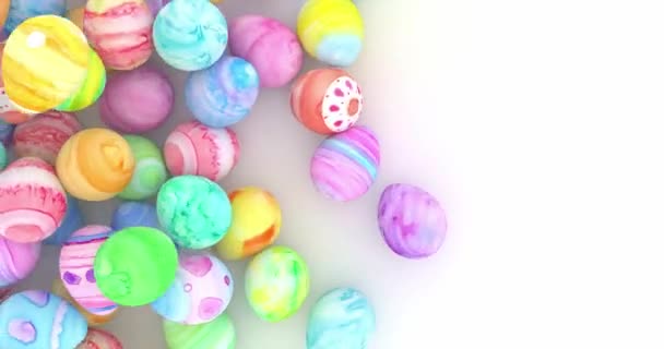 Falling Bright Colorful Decorated Easter Eggs Render — Stock Video