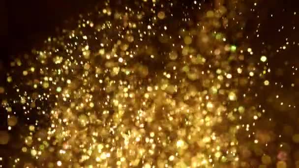 Lyxig Abstrakt Ljus Bokeh Gnistrande Damm Och Guld Glitter Partiklar — Stockvideo