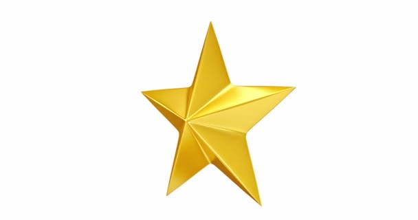 Одна Золотая Звезда Вращается Петле Маской Рендеринг — стоковое видео