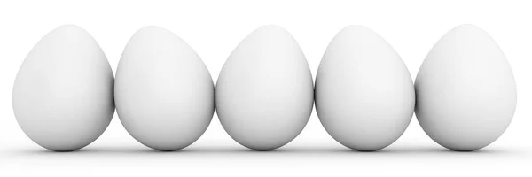 Línea Cinco Huevos Blancos Blanco — Foto de Stock