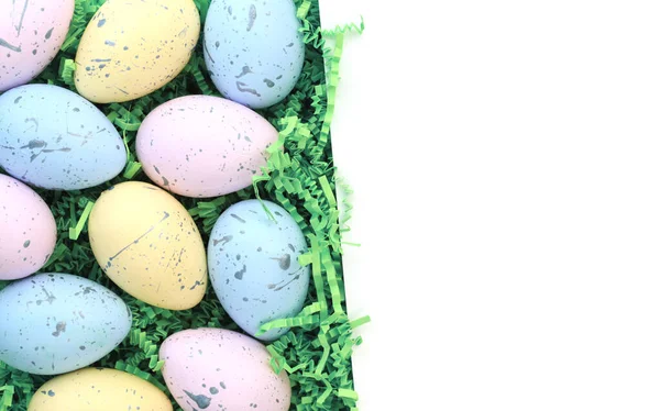 Collection Colorful Easter Eggs Blank White Space Background — Stock Photo, Image