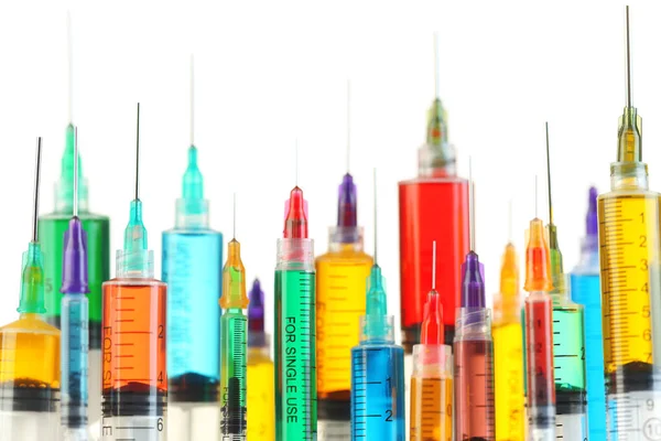 Collection Bright Colorful Syringes — Stock Photo, Image