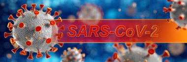 Roman Coronavirus, 2019-nCoV veya SARS-CoV-2, küresel grip salgınının nedeni. Mikroskobik virüs, SARS-CoV-2 metni ile yakın konsept. 3d oluşturma.