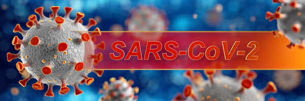 Роман Coronavirus, 2019-nCoV или SARS-CoV-2, причина глобальной пандемии гриппа. Копический вирус сближается с текстом SARS-CoV-2. 3d-рендеринг
.