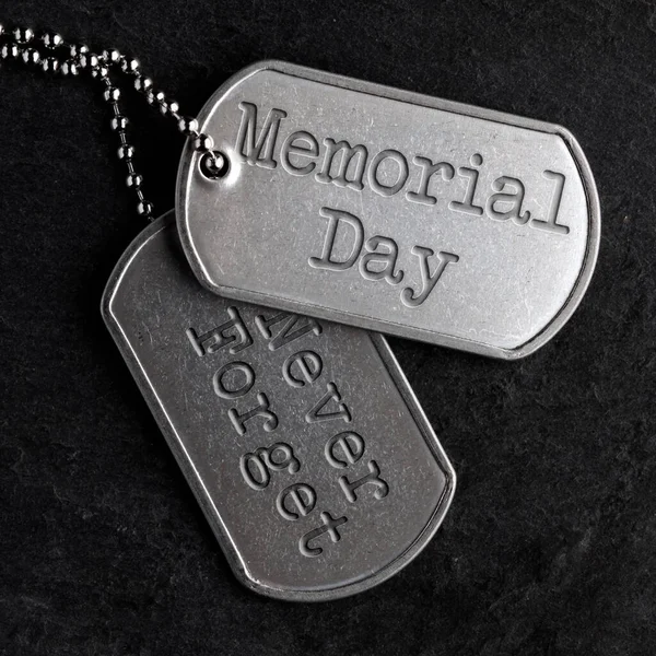 Staré Opotřebované Vojenské Psí Známky Memorial Day Never Forget — Stock fotografie