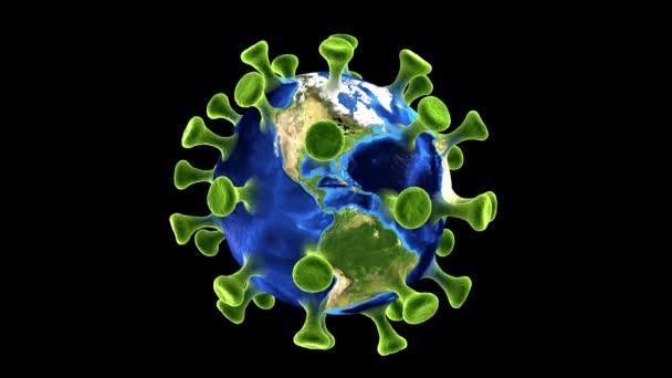 Earth Sick Coronavirus Concept Planet Earth Pulsing Shape Corona Virus — Stock Video