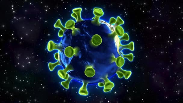 Terra Malata Coronavirus Pianeta Terra Rotante Pulsante Forma Virus Corona — Video Stock