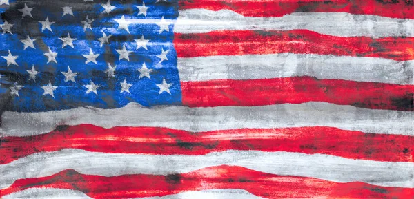 Pintado Áspero Bandera Estadounidense Fondo Patriotismo Abstracto Fondo Pantalla — Foto de Stock