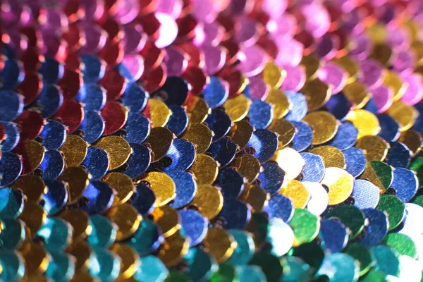 Textura Brillante Fondo Lentejuelas Multicolores Iridiscentes Macro Foto — Foto de Stock