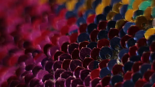 Textura Brillante Fondo Lentejuelas Multicolor Iridiscentes — Vídeo de stock