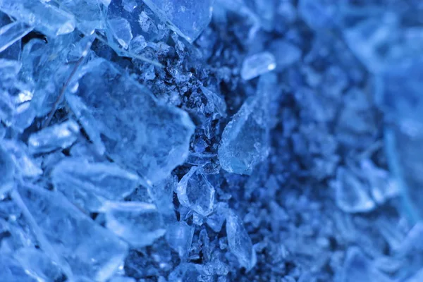 Pequenos Fragmentos Vidro Afiado Foto Macro Pedaços Gelo — Fotografia de Stock